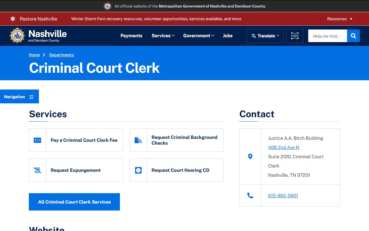 Davidson County Traffic Court Records at the Criminal Court Clerk