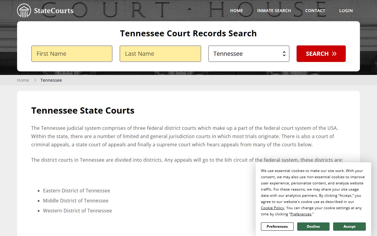 Tennessee traffic court records public access reference